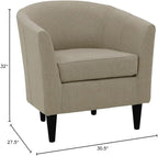 Pemberly Row 17.5" Polyester Fabric Club Chair in Taupe Brown