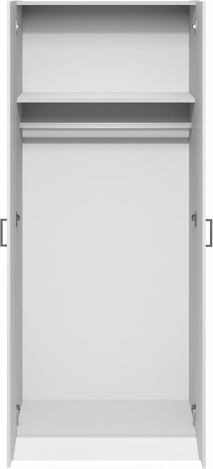 Furinno Robin Wardrobe Cabinet with Hanging Rod, Closet Organizers and Storage, for Wardrobe, Bedroom, Living Room, Entryway, White