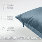 lalaLOOM Velvet Throw Pillow Covers, Set of 2, 24x24 Decorative Square Pillows Home Decor, Soft Accent Cases, Silky Machine Washable Pillowcases for Sofa, Couch, Bedroom, Living Room, Stone Blue