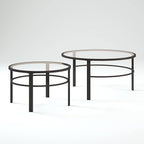 Henn&Hart Round Nested Coffee Table in Blackened Bronze, Coffee Table coffee tables for living room, studio apartment essentials, 36" Wide
