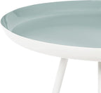 Kate and Laurel Laranya Modern Side Table; 15 x 15 x 23; Blue and White; Chic Minimalist Bedroom Nightstand Table with Hand-Applied Enamel Tabletop