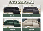 PELUMY 108.7" L-Shaped Modular Sectional Sofa with Oversized Chaise, Cloud Couch with Memory Foam, No Assembly Required Sleeper Sofa for Small Space Living Room, Apartment (Green, Corduroy)