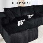 102" Modular Sectional Sofa, L-Shape Cloud Sectional Couch with Deep Seat, 3 Seat Memory Foam Comfy Boneless Couches for Living Room Bedroom, No Assembly Required, Black