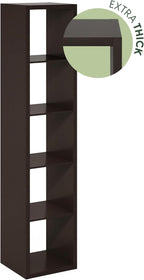 Furinno CUBICLE Book Shelf, 5-Cube Vertical Thick Frame Bookshelf, Horizontally & Vertically Reversible Bookcase with Open Back, 14.6 x 15.9 x 72, for Living Room, Bedroom, Home Office, Black Dark Oak