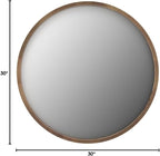 Kate and Laurel Hutton Round Decorative Wood Frame Wall Mirror, 30 Inch Diameter, Natural Rustic
