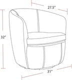 Pemberly Row Vintage Onyx Genuine Italian Leather Swivel Club Chair