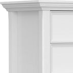 SIMPLIHOME Amherst Bedside Table - 24 inch Wide Solid Wood Nightstand Table in White, Transitional Bedroom Side or End Table with 2 Drawers, Open Storage Shelf and Bronze Hardware