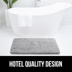 GORILLA GRIP Bathroom Rugs, 60x24, Ultra Soft Absorbent Mat, Thick Plush Bath Rug, Machine Washable, Microfiber Quick Dry, Mats for Shower, Bathtub and Floor, Home Decor Accessories, Light Gray