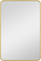 MCS Master & Co. Modern Metal Large Wall Mirror, Minimalist Home Decor Rectangle Mirror with Rounded Corners for Living Room, Bedroom, or Bathroom, 24 by 36 Inch, Brass