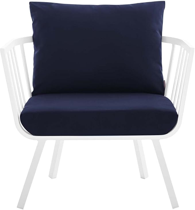 Modway Riverside Outdoor Furniture, 5-Piece Set, White Navy