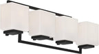 Possini Euro Design Modern Wall Light Black Hardwire 29" 4-Light Fixture Opal White Rectangular Geometric Glass Shade for Bedroom Bathroom Bedside Vanity Living Room Home Mirror Hallway Dining