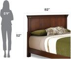BOWERY HILL 52" x 82" Traditional Wood King Headboard with Recessed Frame Moldings and Carved Detailed, Some Assembly Required, in Warm Cherry Brown Finish
