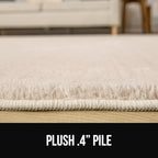 GORILLA GRIP Slip Resistant Soft Washable Stain Resistant Area Rug, 5x7, Plush Thick Carpet for Bedroom Living Room, No Shed Floor Rugs, Pet Friendly, Dorm Essentials, Kid Nursery Home Decor, Ivory