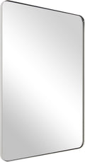 ANDY STAR Chrome Mirror for Bathroom, 22"x30"Metal Frame Wall Mirror, Rectangular Stainless Steel Rounded Corner Mirror with 1" Deep Set Design Hangs Horizontal Or Vertical