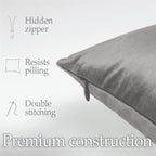 lalaLOOM Velvet Throw Pillow Covers, Set of 2, 24x24 Decorative Square Pillows Home Decor, Soft Accent Cases, Silky Machine Washable Pillowcases for Sofa, Couch, Bedroom, Living Room, Dark Gray