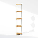 Furinno Turn-N-Tube Corner Shelf, 5-Tier Corner Display Rack, Shelving Unit, for Organization and Storage, Living Room, Home Office, Garage, Bedroom, Beech