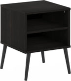 Furinno Claude Side Table, 2-Tier Square End Table with Wooden Legs, Open Shelf Night Stand, Bedside Table, for Living Room, Bedroom, Espresso