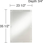 Possini Euro Design Cecili Rectangular Vanity Decorative Wall Mirror Modern Beveled Glass Clear Mirrored Tile Edges Frame 23 1/2" Wide for Bathroom Bedroom Living Room Office Entryway House Hallway