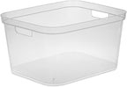 Sterilite 8.25x12.25x15 Inch Modern Polished Storage Bin w/Comfortable Carry Through Handles & Banded Rim for Household Organization, Clear (24 Pack)
