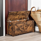 VASAGLE Storage Chest, Storage Trunk with 2 Safety Hinges, Storage Bench, Shoe Bench, Farmhouse Style, 15.7 x 39.4 x 18.1 Inches, for Entryway, Bedroom, Living Room, Rustic Brown ULSB060T01