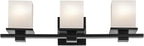 KICHLER Tully 24" 3-Light Vanity Light with Satin Etched Cased Opal Glass in Black for Over a Vanity, Soft Modern Style, (24" x 6.5" x 7"), 45151BK