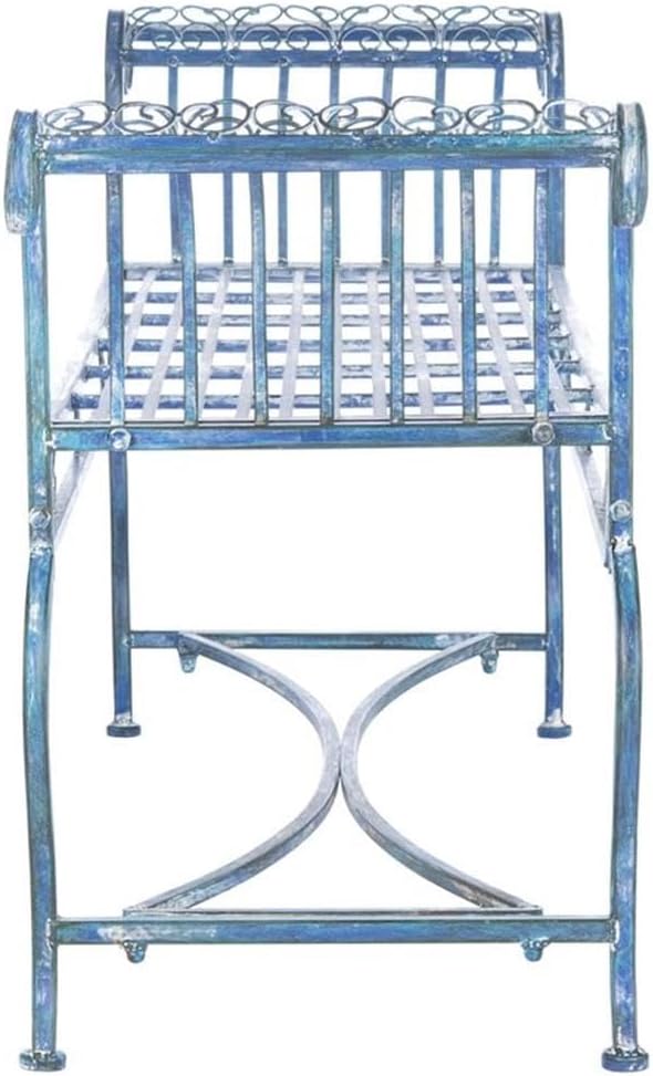 SAFAVIEH Outdoor Collection Brielle Victorian Antique Blue Bench