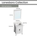 Hanover Lanesboro 24'' Vanity Cabinet with Sink Combo for Bathroom, Powder Room | Pre-Assembled Cabinet | 2 Doors | Accent Mirror | Artificial Stone Countertop, White Cabinet | HANVN0105-24-0WH