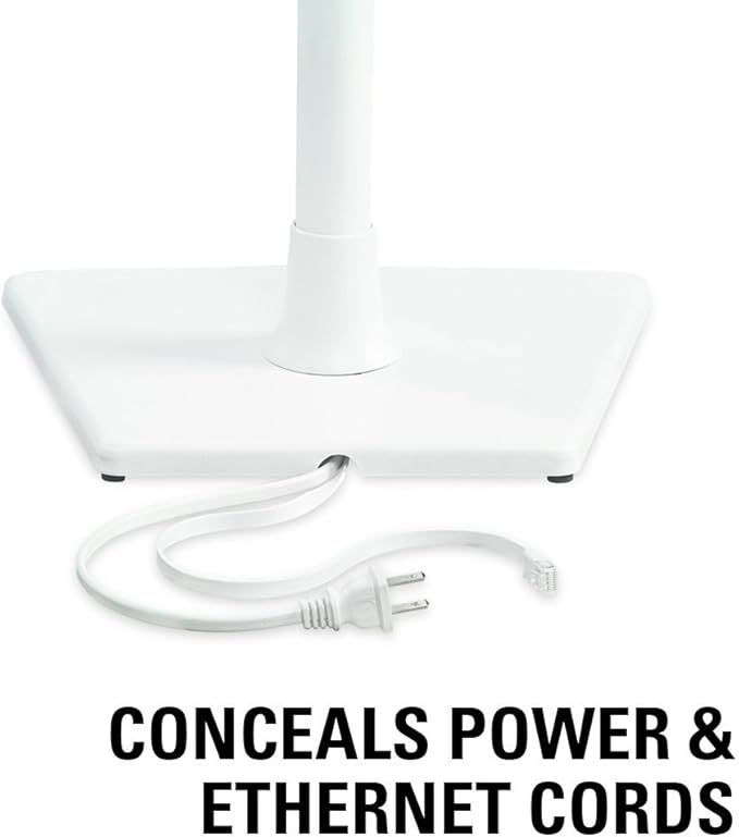 Sanus Wireless Sonos Speaker Stand for Sonos One, Play:1, & Play:3 - Audio-Enhancing Design with Built-in Cable Management - Single Stand (White) - WSS21-W1