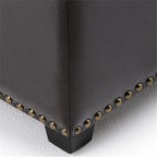 SIMPLIHOME Kingsley 48 inch Wide Transitional Rectangle Large Storage Ottoman in Coffee Brown Vegan Faux Leather, Assembled, For the Living Room, Entryway and Family Room