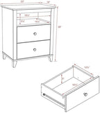 Prepac Yaletown Traditional 2-Drawer Tall Nightstand Side Table, Bedside Table with 2 Drawers and Open Shelf 16" D x 23" W x 28" H, Espresso, EDNH-1202-1