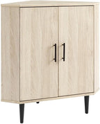 Walker Edison Saxon Mid-Century Modern 2-Door Corner Accent Cabinet 30 Inch Birch