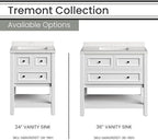 Hanover Tremont 24'' Vanity Cabinet with Sink Combo for Bathroom, Powder Room | Pre-Assembled Cabinet | 1 Drawer, Bottom Shelf | Artificial Stone Countertop | White Cabinet | HANVN0107-24-1WH
