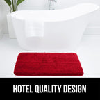 GORILLA GRIP Bathroom Rugs, Ultra Soft Absorbent Mat, Thick Plush Bath Rug, Machine Washable, Microfiber Quick Dry, Mats for Shower, Bathtub and Floor, Home Decor Accessories, 24x17, Red