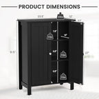 COSTWAY Bathroom Floor Cabinet - Freestanding Side Storage Organizer with Double Doors & Adjustable Shelf, Wooden Storage Cabinet for Living Room, Bedroom, Kitchen, Entryway (Black)