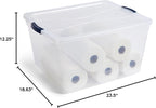 Rubbermaid Cleverstore 74 Quart Latching Plastic Storage Tote Container Box Bin with Lid for Home or Office Organization, Clear (8 Pack)