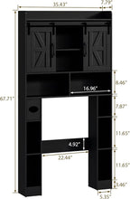 Farmhouse Storage Cabinet Over Toilet with Sliding Doors，Over The Toilet Storage Cabinet, Home Space-Saving Toilet Rack, for Bathroom, Restroom, Laundry.Pure Black