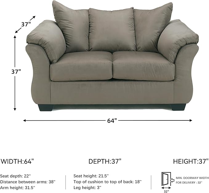 Signature Design by Ashley Darcy Casual Plush Loveseat, Grayish Brown