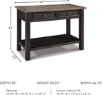 Signature Design by Ashley Tyler Creek Modern Farmhouse Sofa Table, Brown & Black