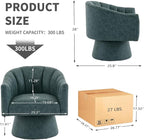 Swivel Accent Chair Set of 2,Faux Leather 360°Swivel Barrel Chair Upholstered Modern Living Room Chair, Overstuffed Reading Armchair for Bedroom,Vanity,Office-Navy
