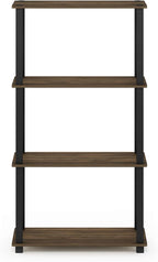 Furinno Turn-N-Tube 4-Tier Multipurpose Shelf Display Rack, Square Tube, Columbia Walnut/Black