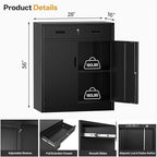 Steel Storage Cabinets，Metal Storage Cabinet with 1 Locking Drawers, Locking Storage Cabinets for Office, Home, Garage, Warehouse 37" H x 31.5" W x 15.7" D (Black)