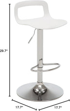 NOBPEINT NOB Contemporary Chrome Air Lift Adjustable Swivel Bar Stool (White, Set of 2)