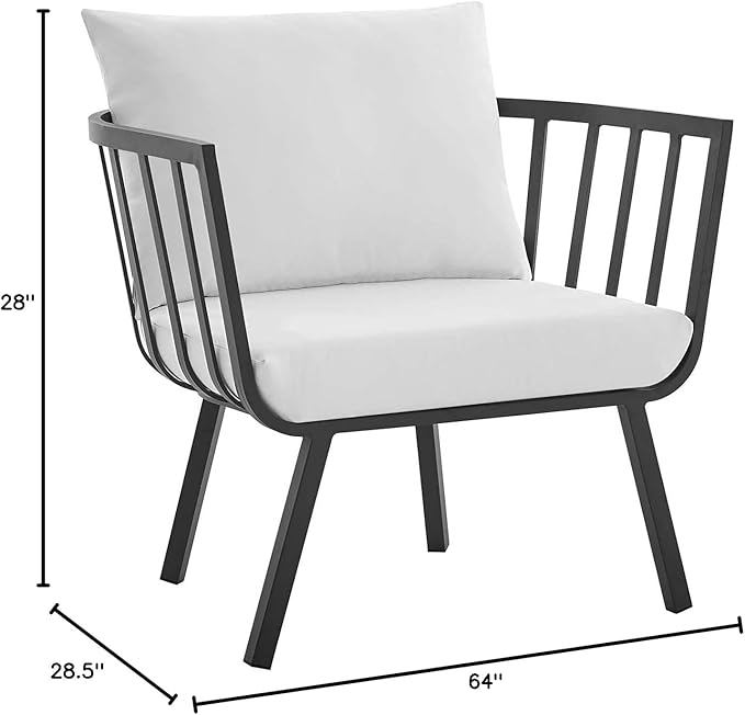 Modway Riverside Outdoor Furniture, Two Armchairs, Gray White