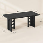 63 Inch Executive Desk, Large Computer Office Desks with Power Outlet, Modern Laptop Desk Writing Table Workstation Business Furniture (Black)