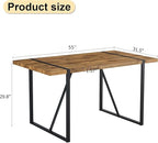 55'' Dining Table for 4-6, Wood Kitchen Table with Metal Legs, Dinner Table for 4-6 for Home Dining Room Living Room