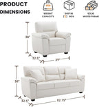 Morden Fort Faux Leather Chair and 3 Seater Sofa Set, Modern Luxury Furniture with Removable and Easy to Clean Cushions, Skin-Friendly Wide Arm for Living Room Apartment Office Lounge, White