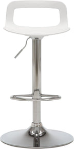 NOBPEINT NOB Contemporary Chrome Air Lift Adjustable Swivel Bar Stool (White, Set of 2)