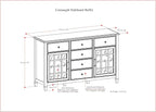 SIMPLIHOME Connaught Buffet - 60 inch Wide Solid Wood 3-Door Sideboard Buffet in Antique White, Traditional Storage Cabinet for Dining Room or Kitchen with Adjustable Shelves and Classic Molding