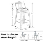 HAOBO Home Metal Bar Stools Set of 2 Low Back Counter Height Barstools 26" Industrial Barstool Patio Stool Metal Kitchen Stools Bar Chairs for Indoor Outdoor
