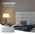 Art3d Peel and Stick Headboard for Full and Queen in Grey, Pack of 9 Panels Sized 9.84" x 23.62", 3D Soundproof Wall Panels, Upholstered Wall Panel
